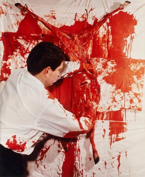 Hermann Nitsch | 4. aktion | 1963 | Foto: Ludwig Hoffenreich